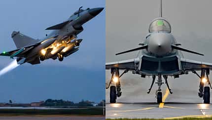 Chengdu J-10C und Eurofighter auf einem Bild.