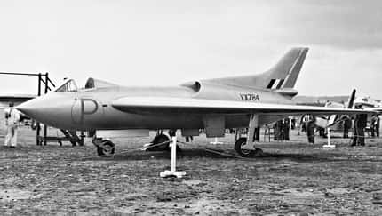 Avro, Avro 707, Deltatestflugzeug, Testflugzeug, Deltaflügel, Avro 707A, Avro 707B, Avro 707C, Royal Air Force, Vulcan Bomber Testflugzeug Nummer 1 Avro 707 VX784 am Boden