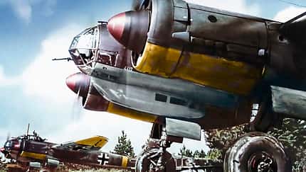 Tarnung, Kampfflugzeug, Zweiter Weltkrieg, Tarnschema, Deutsche Luftwaffe, Junkers Ju 88 A-4, KG 1 Kolorierte Aufnahme von Ju 88 A-4 des KG 1