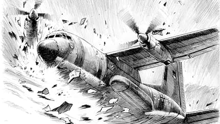 Zeichnung, Einsatzbericht, Transall, Kreta, 1975, Bundesdeutsche Luftwaffe Zeichnung Transall Absturz auf Kreta 1975
