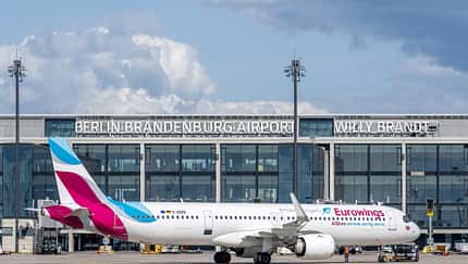BER,Flughafen,Berlin,Brandenburg,Airport. Passagier,Flugzeug,Vorfeld,Ramp,Terminal,Verkehr Eurowings wächst am BER