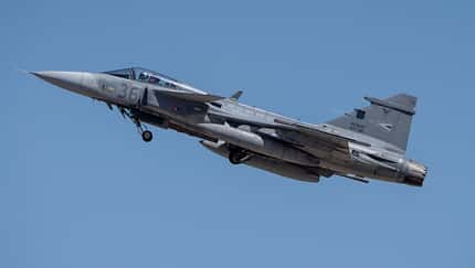 Gripen, Ungarn, Saab, Gripen-C, Gripen C Saab JAS-39 Gripen-C der ungarischen Luftwaffe im Einsatz.