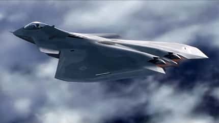 Stealth-Kampfflugzeug im Flug (Computeranimation)