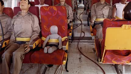 Controlled Impact Demonstration instrumented test dummies installed in plane