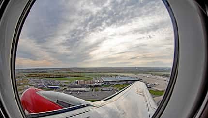 Blick auf den Flughafen Pulkowo in St. Petersburg.
