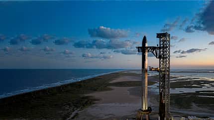 SpaceX Starship Rakete auf der Startrampe vor dem 11. Testflug im Oktober 2025