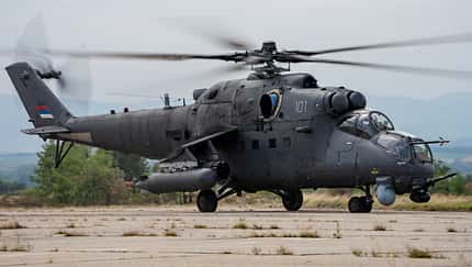 Bulgarien, Serbien, Mi-35M, Mi-35, H145M, MiG-29 Mi-35M aus Serbien, bulgarische MiG-29 und andere Fluggeräte bei der Übung Thracian Blade 2026 in Bulgarien.