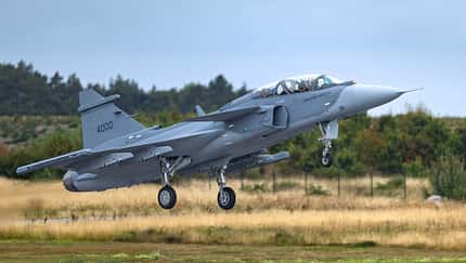 Saab, Gripen F, Brasilien Saab Gripen F nach dem Abheben