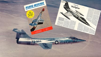 Lockheed F-104 Starfighter mit FLUG REVUE-Artikel und Titelbild