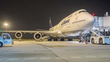 Lufthansa, Jumbo, Boeing, 747-8I, 747, USAF Boeing 747-8I D-ABYG von Lufthansa in Indien.