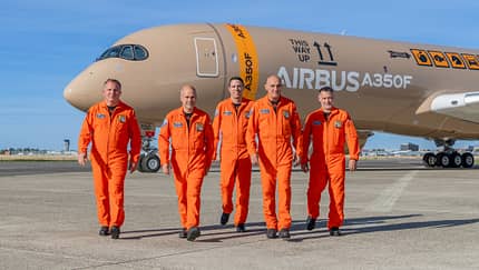 Testpiloten des Airbus A350F vor dem Erstflug.