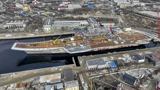 Russian aircraft carrier Admiral Kuznetsov in Murmansk