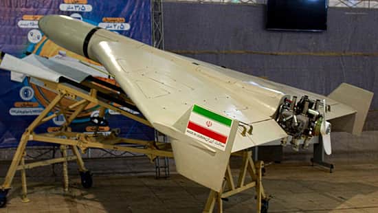 Shahed-136--Drohne auf Ausstellung