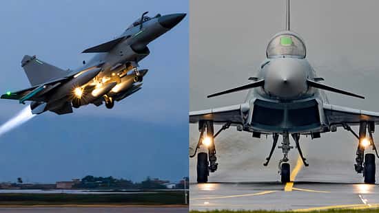 Chengdu J-10C und Eurofighter auf einem Bild.