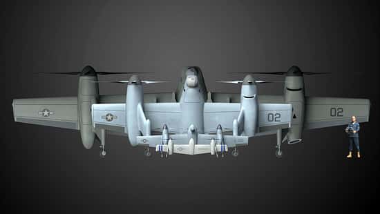 Nomad Kipp-Rotor-Drohnen hintereinander im Größenvergleich (Computergrafik)