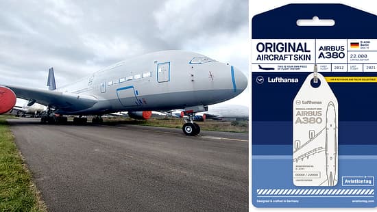 Reste einer Lufthansa-A380 werden zu Schlüsselanhängern (Aviation Tags).