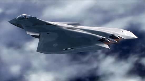 Stealth-Kampfflugzeug im Flug (Computeranimation)