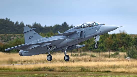 Saab Gripen F nach dem Abheben