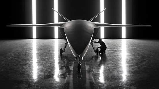 Helsing CA-1 Europa in Frontalansicht im Hangar