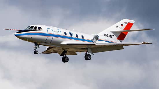 Dassult Falcon 20 des DLR beim Landenanflug.