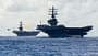 uss nimitz, cvn-68, flugzeugträger, f18, hornet, boeing, us navy, carrier Zwei Nimitz-Träger von vorne