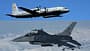 Iljuschin Il-20 und F-16 im Flug (Montage)