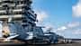 USS Nimitz, US Navy, CVN-68, Super Hornet F/A-18E Super Hornet vor Kommandoturm der USS Nimitz