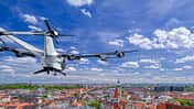 CityAirbus NextGen im Flug über München.