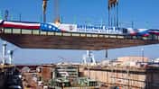 Feierliche Kiellegung des Flugzeugträgers CVN 80 Enterprise bei Newport News Shipbuilding. 