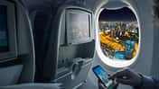 Night cityscape from an airplane