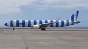 Airbus A321 der Condor im neuen Ringeldesign.
