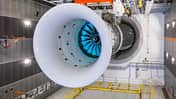 UltraFan-Demonstrator von Rolls-Royce auf dem Teststand in Derby. 