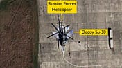 Satellitenbild mit auf aufgemalter Su-27 gelandeter Kamow Ka-52