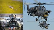 Drohnenangriff auf Kampfhubschrauber Mil Mi-28 (Montage)