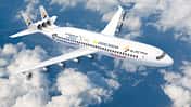 Verkehrsflugzeug-Studie mit verteilten Elektro-Antrieben Computergrafik