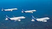 Formationsflug der Airbus A320-Familie mit einer A318, A319, A320 und A321
