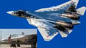 Suchoi Su-57 im Flug und ohne Haube am Boden (Montage)