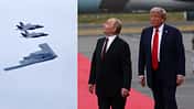 US-Stealth-Formation, Putin blickt in den Himmel neben Trump (Montage)