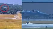 Passagier am Fallschirm, F-15 rollt ohne hinteren Schleudersitz (Montage)