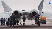 Eine russische Su-57 bei einem Triebwerkstest.