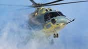 Russischer Mehrzweckhubschrauber Mi-171A3 beim Start im Schnee.