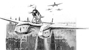 Zeichnung Savoia-Marchetti S.55 über New York