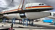 Ehemaliger deutscher Regierungsflieger A340-300 wird zerlegt. 